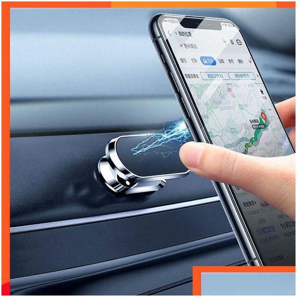 Andere Innenausstattung Magnetischer Autotelefonhalter Drehbarer Mini-Streifenformständer für mobiles Metall Starker Magnet GPS-Halterung Cellpho Dhndm