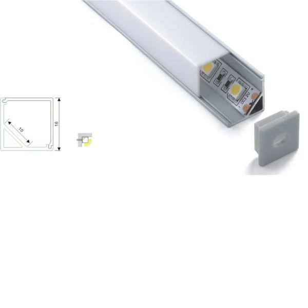 10 x 1 m Sätze/Los 90-Grad-Eck-LED-Aluminium-Strangpressprofil und Winkelkanal-LED für Küchen-LED- oder Schrankleuchten LL