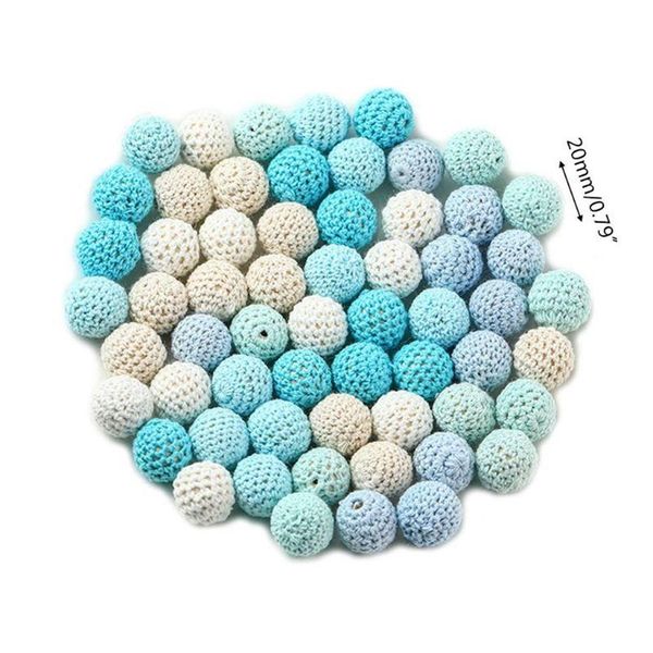 Chupetas # 60pcs 20mm Chunky Round Crochet Contas de madeira Bebê Mordedor Enfermagem Fazendo Crafts311N