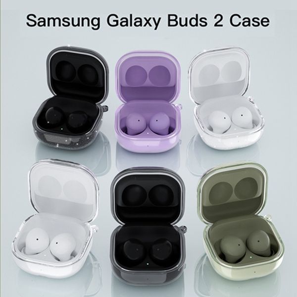 Acessórios de fone de ouvido Capa protetora transparente para Samsung Galaxy Buds 2 Live Glitter Silicone Live / Buds Pro Cover 230918