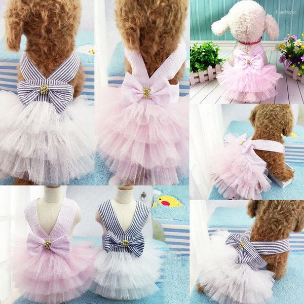 Abbigliamento per cani Simpatico pizzo Cucciolo Abito con fiocco Gonna tutu Pet Cat Lusso Principessa Festa nuziale Abiti estivi Chihuahua