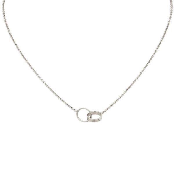 Il preferito da tutti Argento Classico Design Doppio Anello Ciondolo con Ciondoli Collana d'Amore per Donne Ragazze Acciaio al Titanio 316L Gioielli da Sposa Collares Collier Regalo per Gli Amanti