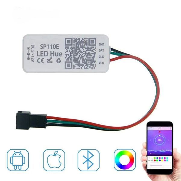 Edison2011 WS2812B WS2811 Controlador Bluetooth LED endereçável iOS Android App Controle remoto sem fio DC 5V ~ 12V LED Strip Pixel LL