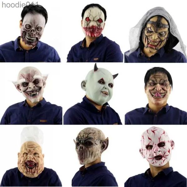 Acessórios de traje Halloween Terror Máscara Monstro Látex Horrível Cosplay Máscara Halloween Party Costume Suprimentos de alta qualidade F1019 L230918
