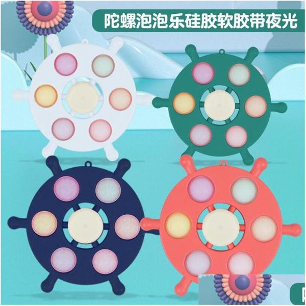 Giocattolo di decompressione Novità luminosa Push Bubble Punta delle dita Spinner Gyro Dimmer Giocattoli Fidget Sensoriale Anti mano per bambini Regalo Audlt D Dhtfj