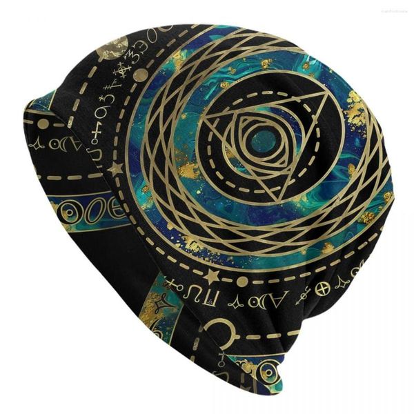 Berretti Cappelli a cuffia Antico Egitto Arte digitale Uomo Donna Mistico Geometria sacra Ornamento Berretto colorato Street Skullies Berretti Berretti