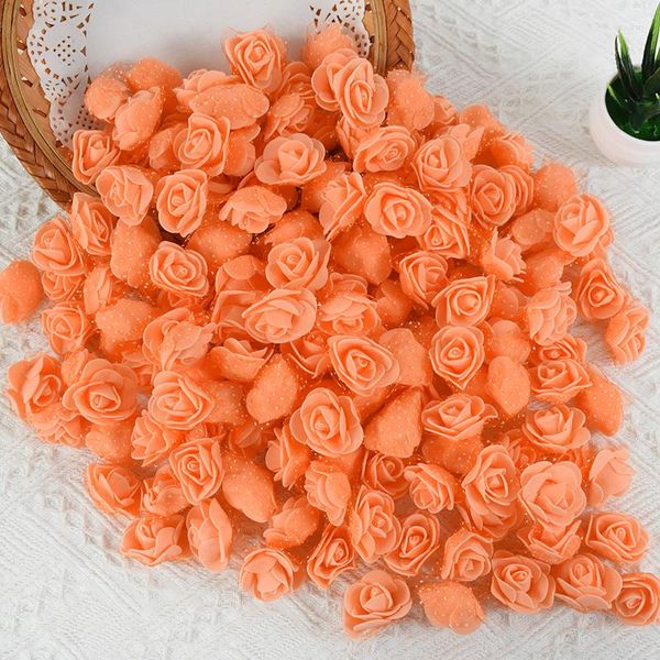 Dekorative Blumen 100/200 Stück künstliche Rose mehrfarbiger Schaumstoff-Blütenkopf für Bären, Valentinstag, Geschenk, Hochzeit, Party-Dekorationen