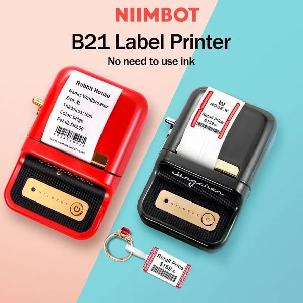 Stampante per etichette Niimbot B21 Nero Rosso Verde Larghezza 20-50 mm per supermercato alimentare