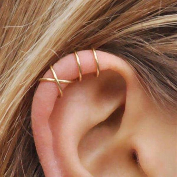 5 pçs conjunto moda orelha punhos folha de ouro orelha manguito clipe brincos para mulheres alpinistas sem piercing falso cartilagem earring234q