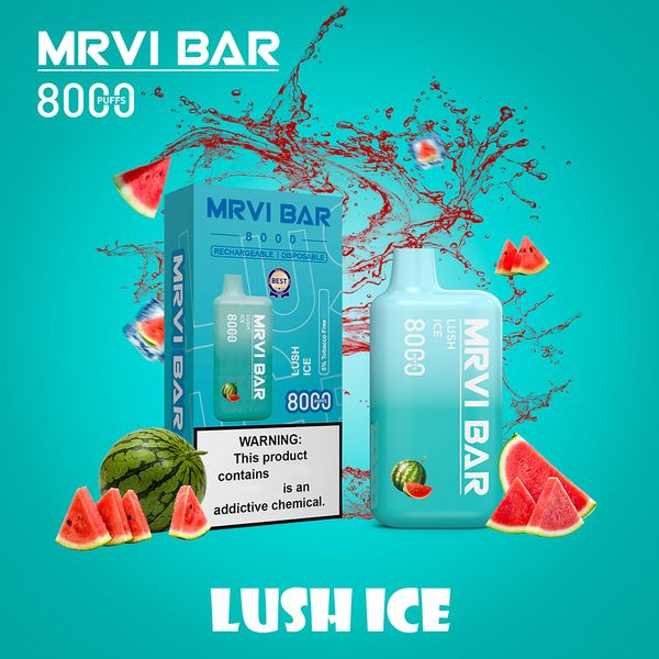 Original Mrvi Bar 8000 Puffs Disposto e Cigarros E apresenta dispositivos de malha de malha Vapes Pen Puff 9000 0/2/3/5%