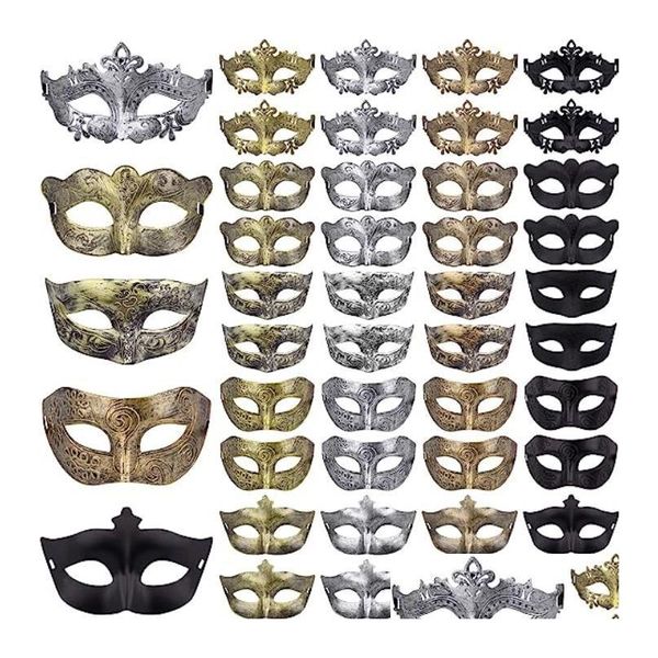 Parti Dekorasyonu Vintage Yunan Roman Maskeleri Cadılar Bayramı Masquerade Karnaval Antik Yarım Yüz Maskesi Erkek Kadın Kostüm Cosplay Gold Sier Dr Dhof9