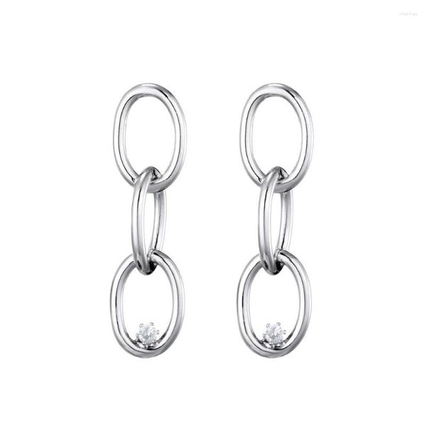 Orecchini pendenti Catena spessa per gioielli di tendenza da donna 2023 Orecchini a tre anelli placcati in platino Sier orecchini di design da donna