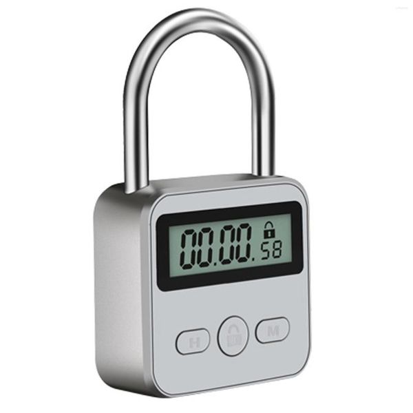 Bolsas de jóias Metal Timer Lock LCD Display Multi-Função Tempo Eletrônico 99 Horas Max Timing USB Recarregável Cadeado Prata
