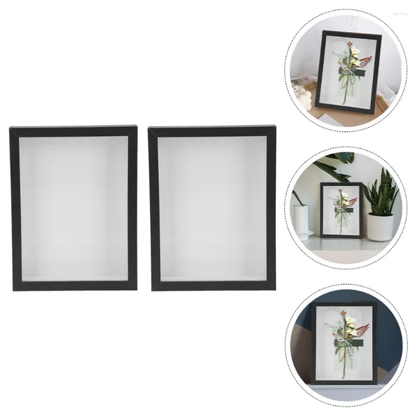 Quadros 2 Pcs Armazenamento PO Quadro À Prova de Poeira Borboletas Inseto Display Caso Moeda Espécime de Madeira Imagem Flor Pequenos Casos