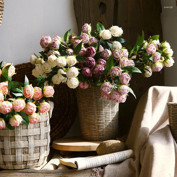 Fiori decorativi Simulazione Bordo coca cola Rosa Seta artificiale di alta qualità Decorazioni per matrimoni Decorazione per la casa, soggiorno, tavolo da pranzo