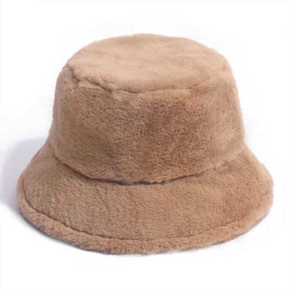 Cappelli a tesa larga invernali per le vacanze all'aperto Lady Panama Nero solido addensato morbido berretto da pesca caldo pelliccia sintetica cappello da pescatore di coniglio donna peloso leopardo 230916