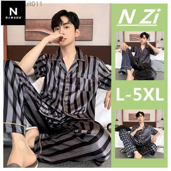 Mulheres sleepwear L-5XL pijamas de seda homens cetim plus size pijamas conjunto verão homem manga curta calças loungewear solto sleepwear l230918