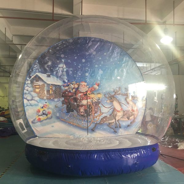 Linda cabine de foto de natal, globo de neve, imagem de fundo personalizada, globo de neve, pessoas podem entrar, cúpula iglu transparente com ventilador