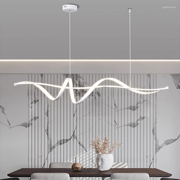 Kronleuchter Moderne LED-Leuchten für Esszimmer Küche Bar Schnur Innenbeleuchtung hängende Kronleuchterlampen Schwarz/Weiß