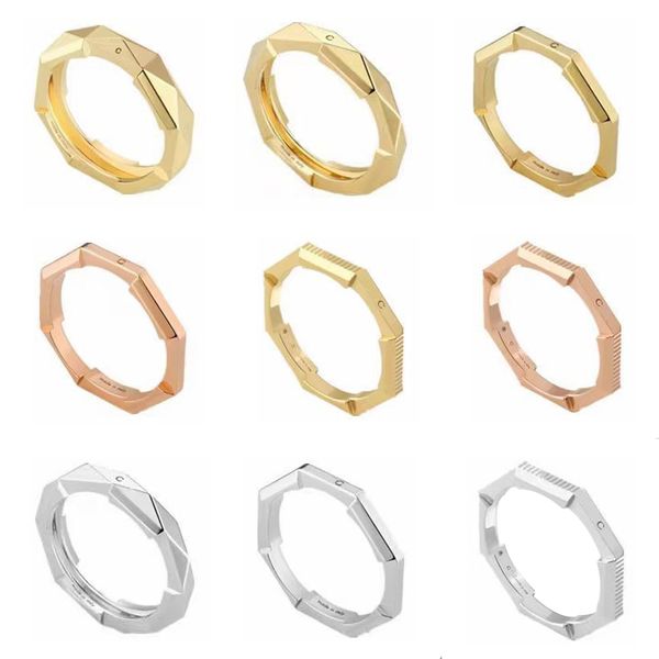 Rings Women Men Band Band Ring Designer Ring Fashion Jewelry Lover Americes Anelli in acciaio Titanio Single Grid Rings coppia Classic Gold Silver Rose Opzionale size5-10