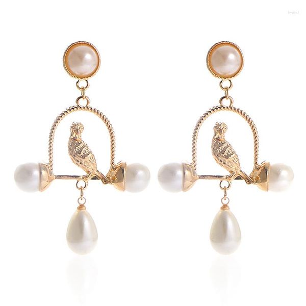 Orecchini pendenti HerDream Perla di alta qualità Gabbia per uccelli Goccia per uccelli per donna Elegante carino anti sbiadimento Lega di gioielli di moda all'ingrosso