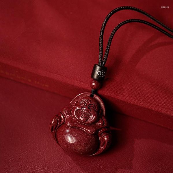 PENDANTI NATURALE RAW MINERALE ROSSO ROSSO ROSSO MAITREYA BUDDHA DONNE DONNE DONNE GIOITÀ BREDIGLIE AMULET AMULET CATENA DI MAGHATURA