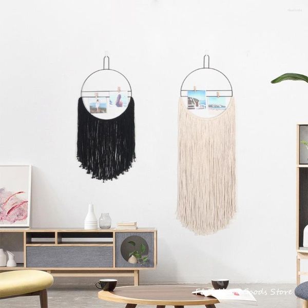 Tapeçarias estilo nórdico preto e branco algodão macrame parede pendurado boêmio decoração para boho casa dormitório apartamento decoração