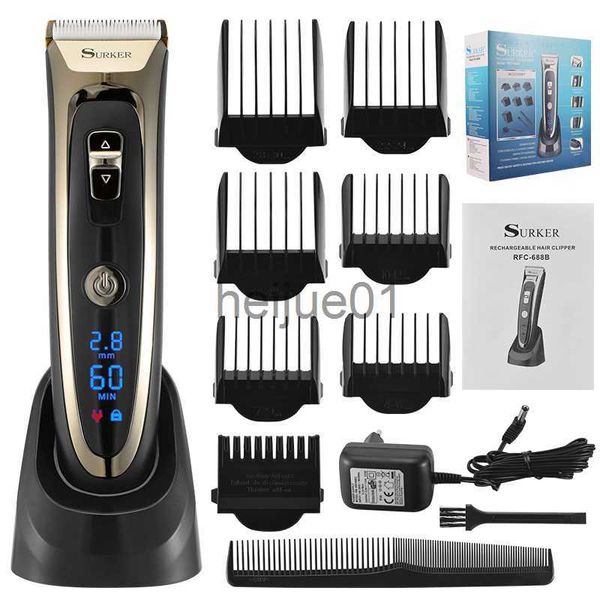 Barbeador elétrico profissional barbeiro aparador de cabelo elétrico display LED homens clipper titânio cerâmica lâmina máquina de corte de cabelo x0918