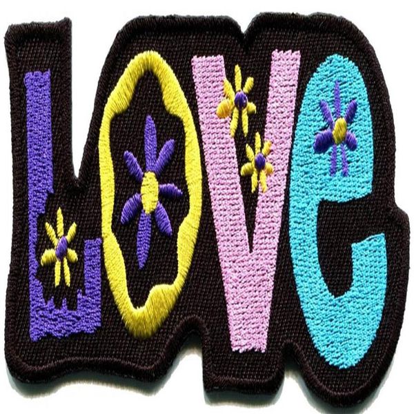 Toppa termoadesiva ricamata personalizzata Love peace hippie boho retrò flower power hippy nuovo design badge 2954