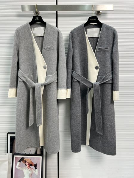 Cappotto in cashmere con scollo a V del marchio di moda europeo