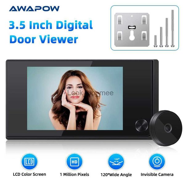 Campanelli Awapow Spioncino da 3,5 pollici Videocamera per campanello 120 Spioncino Spioncino Cat Eye Campanello per porta Smart Home Monitor esterno Spioncino digitale HKD230918