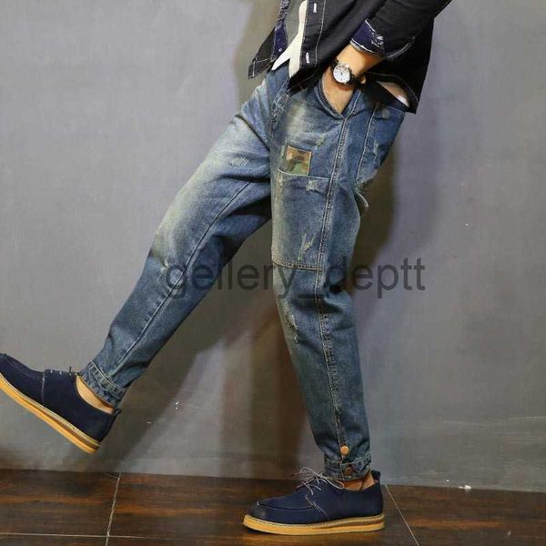 Pantaloni da uomo Jeans da uomo Pantaloni Harem Pantaloni in denim individuali con toppe vintage J230918