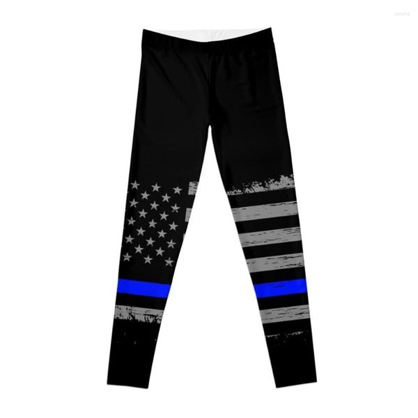 Aktive Hose, dünne blaue Linie, amerikanische Flagge, Leggings, Push-Up-Leggings, Yoga-Kleidung, Fitnessstudio