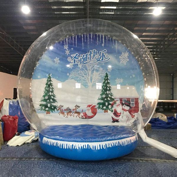 Новый рождественский продукт 2023 года: надувной снежный глобус, фотобудка, в которую люди могут войти, сделать фото, индивидуальное фоновое изображение, снежный глобус человеческого размера