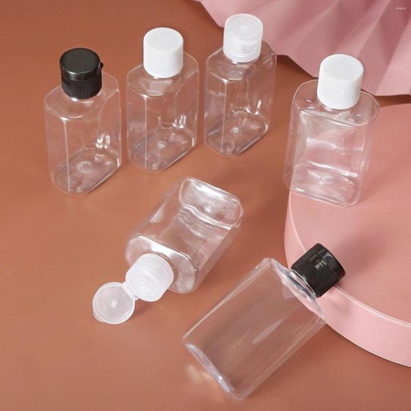 Garrafas de armazenamento 10 unidades / lote 80ml PET vazio recarregável transparente tubo quadrado para viagem portátil recipiente shampoo / loção / embalagem de sabonete para as mãos