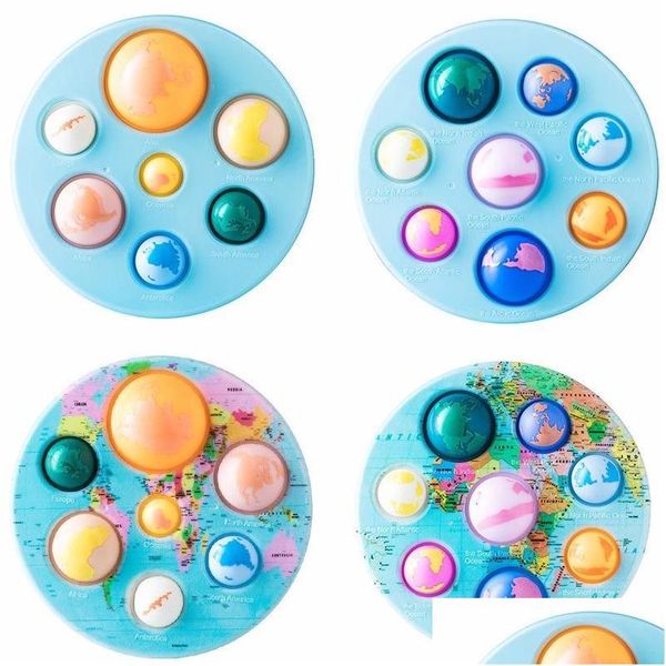 Juguete de descompresión Siete continentes Ocho océanos Fidget Push Bubble Anti Alivio para niños Adts Escritorio Sensorial Auti Drop Entrega Juguete Dhlkb