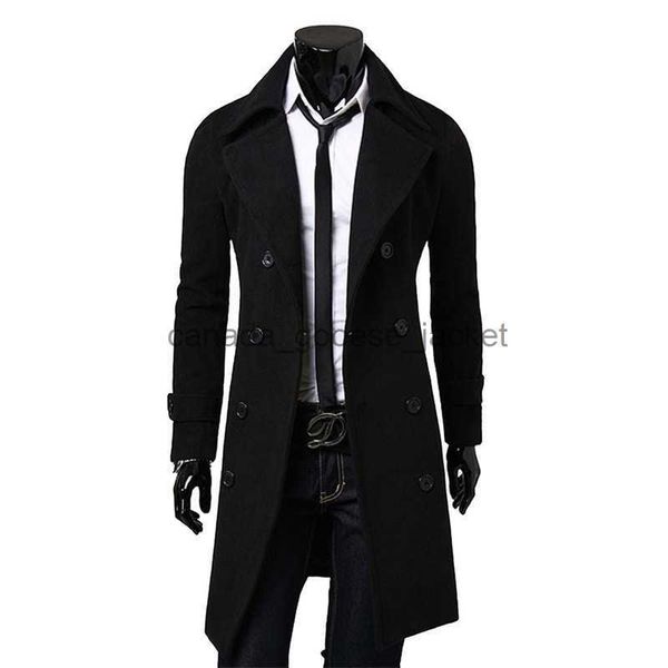 Damen Wollmischungen Herren Zweireihiger Trenchcoat 2023 Herbst Winter Wollmischung Hochwertige Mode Lässig Slim Fit Einfarbig Männlicher Mantel JackeL230918