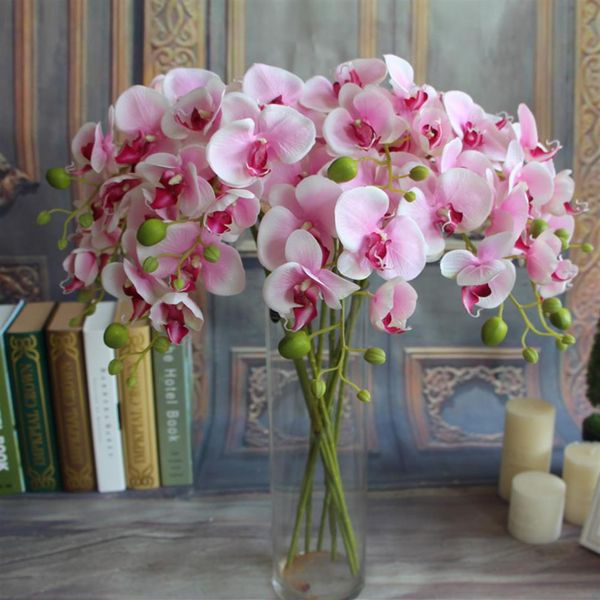 20 peças borboleta artificial borboleta orquídea flor phalaenopsis display flores falsas decoração de casa sala de casamento 8 cores210s