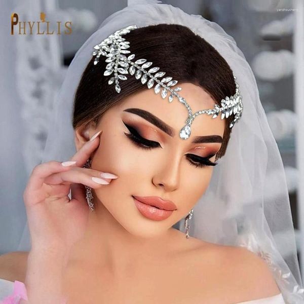 Grampos de cabelo A496 Rhinestone Headband Acessórios para mulheres Tiara Noiva Bohemian Testa Nupcial Head Chain Jóias