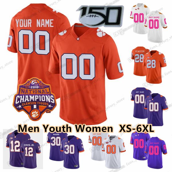 Maglia da calcio personalizzata S-6XL Clemson Tigers 16 Trevor Lawrence 9 Travis Etienne Jr. 3 Amari Rodgers 23 Toriano Pride Jr. 11 Isaiah Simmons 12 Sherrod Covil Jr. Maguire