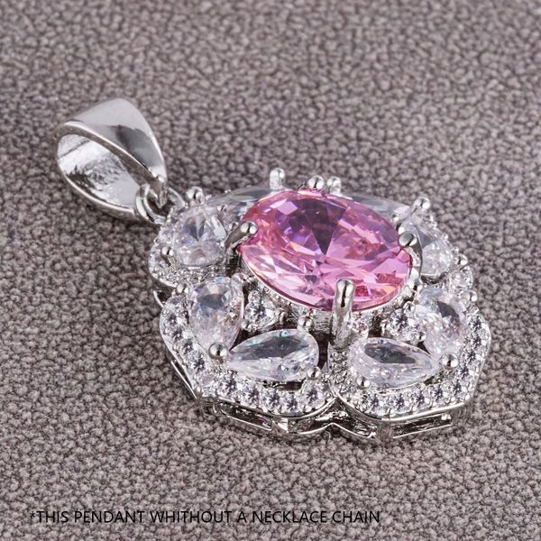 Collana con diamanti rubino rosa Ciondolo con diamanti Collane di classe Gioielli brillanti Gioielli di design Gioielli decorati Ghiaccio con pendente Alta qualità