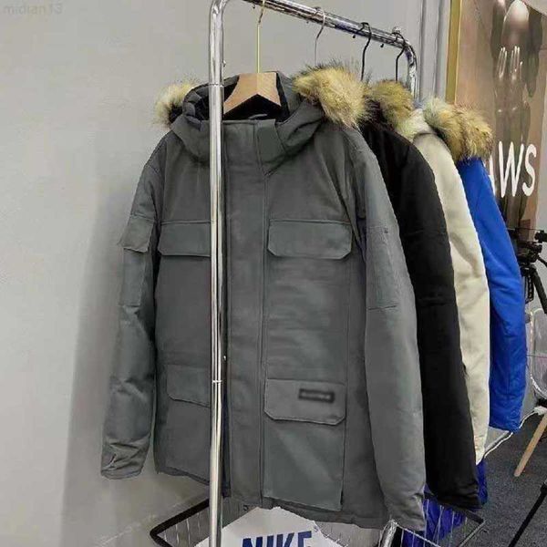 Homens para baixo jaqueta puffer casaco parka com capuz padrão epauleur bordado moda 08 expedição jaquetas casal extra grosso invernosvyy1