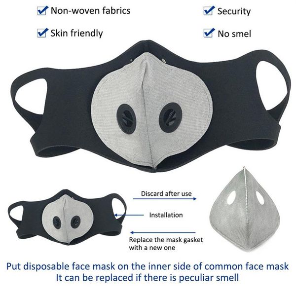 Stokta Lüks Bisiklet Yüz Maskesi Filtre ile Aktif Karbon PM2 5 Kırış Karşıtı Spor Koşu Koruma Koruma Toz Mask302L