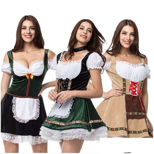 Costume a tema Oktoberfest tedesco Costumi di Halloween Beer Girl Dress Plus Size Bar Maid Abiti Donna Cosplay Abbigliamento 5 stili Drop Dhsvt