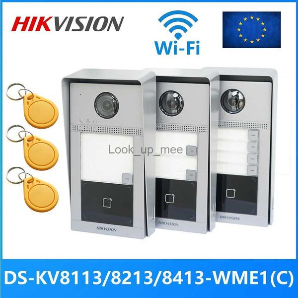 Kapı Zilleri Hikvision 1-4 Düğme DS-KV8113/8213/8413-WME1 (C) IP Kapı Zili Wifi Kapı Zili Kapı Telefon Video İntercom Su Geçirmez IC Kart Kilidi HKD230918