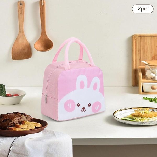 Louça 2 PCS Bento Saco Dos Desenhos Animados Bolsa Isolada Lancheira Estudante Mini Sacos Para Bonecas