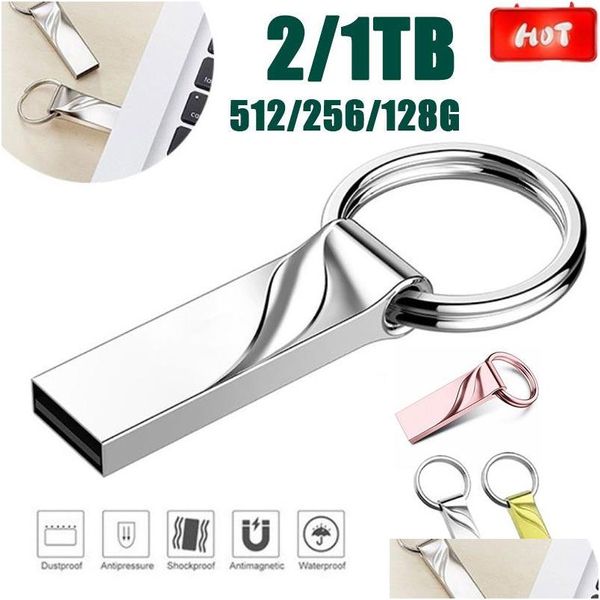 Otras luces Iluminación USB Gadgets Pen Metal Flash Drive Alta velocidad 32 GB 2 TB Memory Stick Drop Entrega DHZ0F