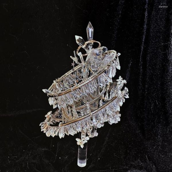 Hochzeitsblumen PEORCHID Silberne Brautkrone Kristallstrauß Handgefertigte kreative individuelle Blumensträuße Luxus-Strass-Schmuck