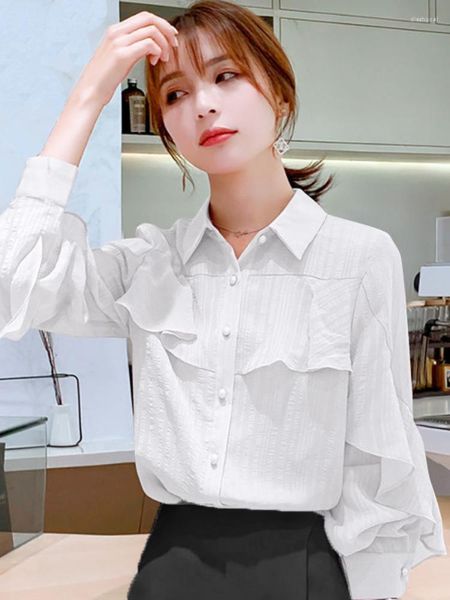 Frauen Blusen 2023 Frühling Sommer Frauen Kleidung Chiffon Shirts In Langarm Hemd Koreanische Mode Lose Feste Bluse Tops