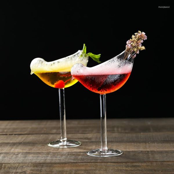 Bicchieri da vino Bottiglia d'acqua Caffè Online Negozio rosso Uccello creativo Tazza di vetro Bar Molecola affumicata Cocktail Personalità Piede alto